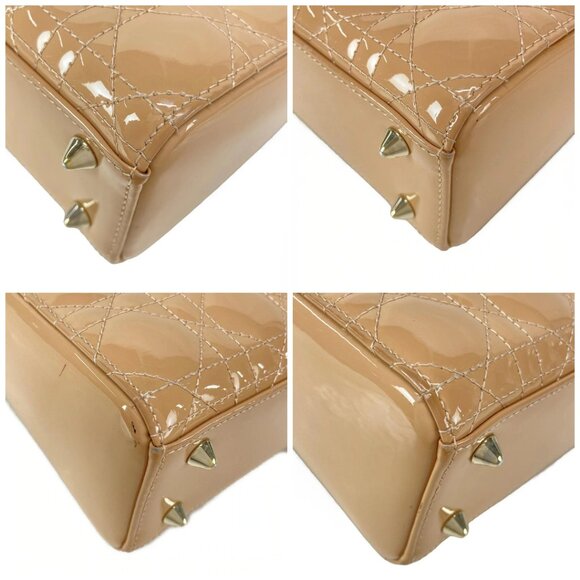 Auth DIOR/ChristianDior Lady Dior Small M0531OWCB_49PU Pink Beige Patent Leather - Picture 16 of 16